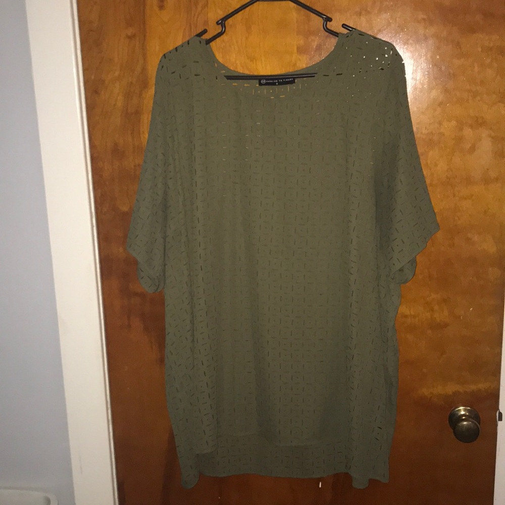 Green cut-out blouse